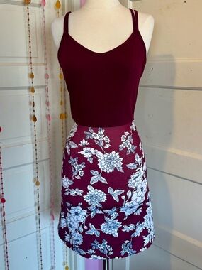 Moyabo Floral Mini Dress Red White Strappy V Neck Size S Summer